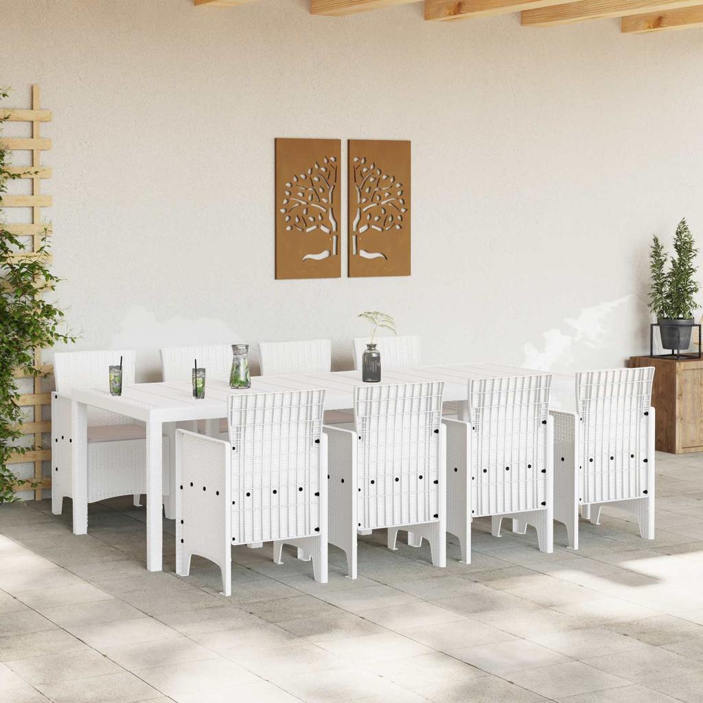 Garden Dining Set 9 Pcs Light Grey Polypropylene