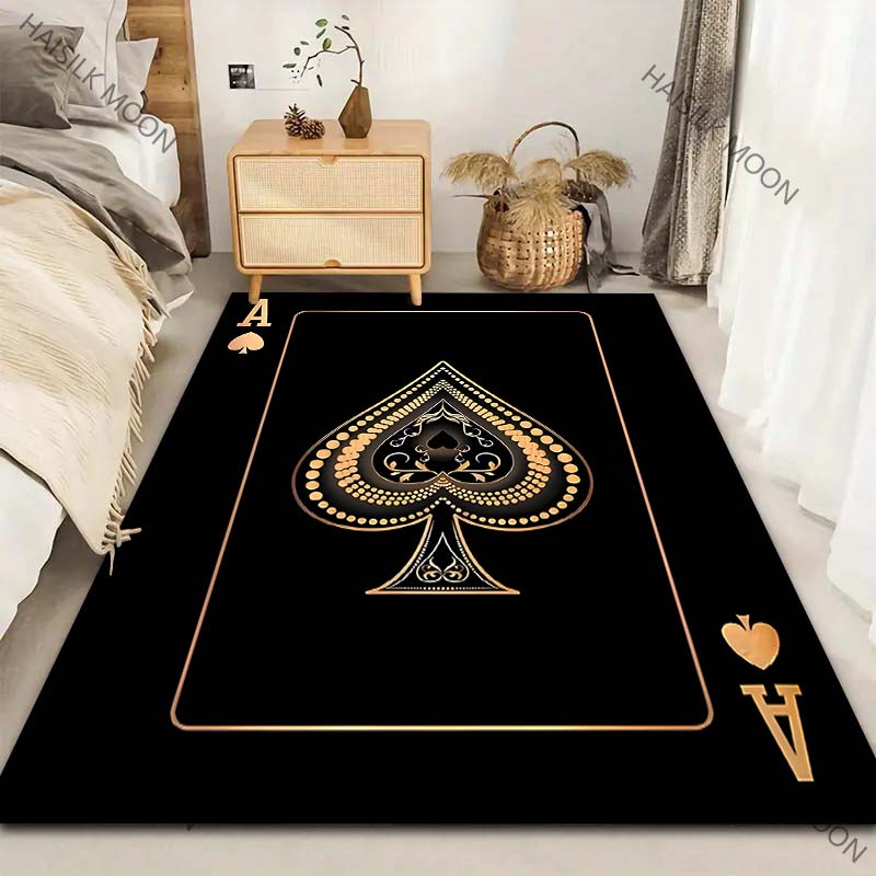 6 Styles Black Playing Card Ace of Spades Pattern Carpet for Living Room Bedroom Sofa Home Decor Non-slip Floor Mat Luxury Gift