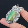 Daughters Day Sale Oval Chrysoprase Stone 925 Sterling Silver Pendant Jewelry