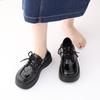 Black Steppable Heel Small Leather Shoes Women's 2025 Autumn New Retro Black Versatile Lace-Up Student Platform Loafers