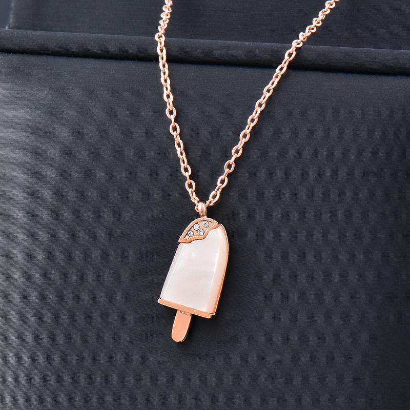 Titan Titan Stahl weiß Shell Tasche Eis Anhänger Edelstahl Halskette Frauen können nicht Farbe Schlüsselbein Kette fallen