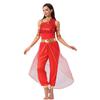 Glänzender Tüll Bauchtanzkostüm für Damen Arabischer Prinzessinnenstil Edelstein Dekor Jumpsuit Halloween Party