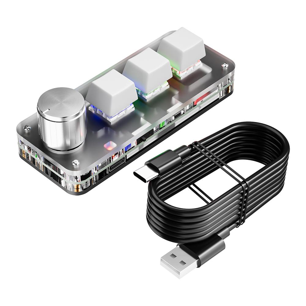 Makro-Tastatur 3 Tasten 1 Drehregler Benutzerdefinierte Programmierung Mechanische Tastatur Hot-Swap USB Bluetooth Tastaturblock Einhand-Mini-Gaming-Tastatur