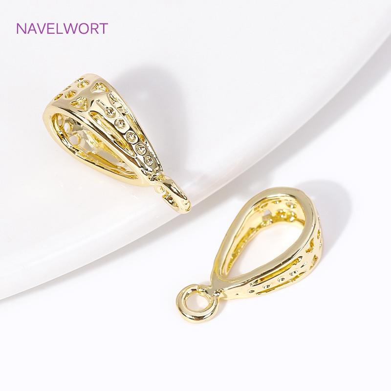 Fashion 18K Gold Plated Brass Droplet Shape Pendant Bail Connector For Jewellery Making Supplies DIY Necklace Making Accessories