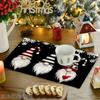 Christmas Placemats for Dining Table, Black Background Xmas Gnomes Home Kitchen Placemats, for Table Decoration, Banquet, Kitchen, Party, Hotel, Resta