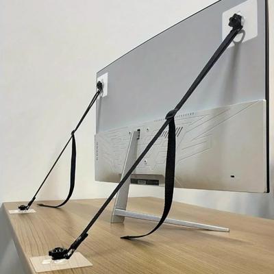 Pachet 2 Curele de Siguranță Reglabile pentru TV, Ancore Adezive Fără Găurire Anti-Răsturnare pentru Siguranța Copiilor, Ecrane Plate Fixate pe Perete