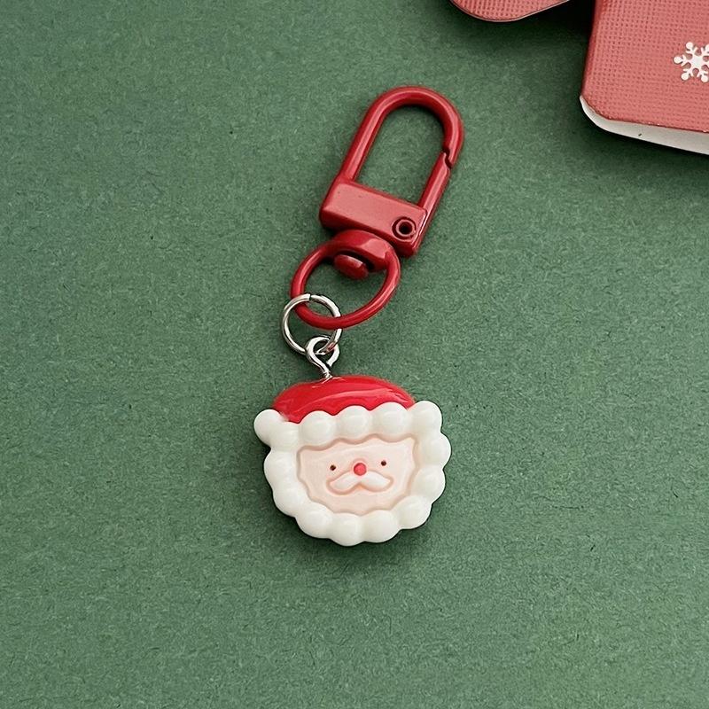 Cartoon Xmas Santa Claus Keychain Resin Gingerbread Man Elk Snowman Pendant Charms Couple Bag Hanging Decoration Christmas Gift