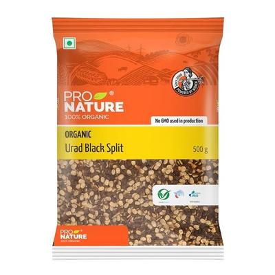 Pro Nature 100% Orgánico Urad Negro Partido, 500 Gramos