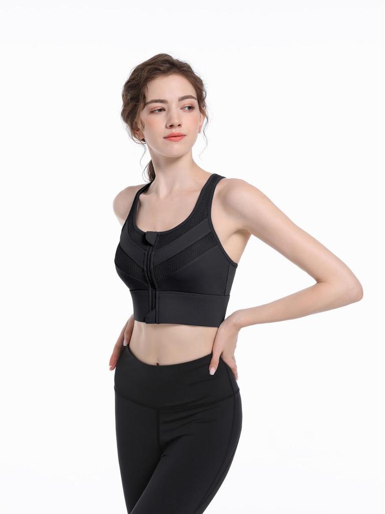 Plus Size Shockproof Zipper Sports Bra for High-Intensity Running and Yoga