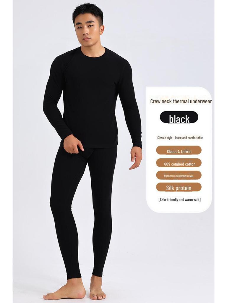 Men’s A-Class Thermal Underwear Set with Hyaluronic Acid - Warm Autumn/Winter Round Neck Top & Bottoms