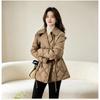 Womens Short Down Jacket Winter Warm Duck Coat With Flip Collar Pocket Design