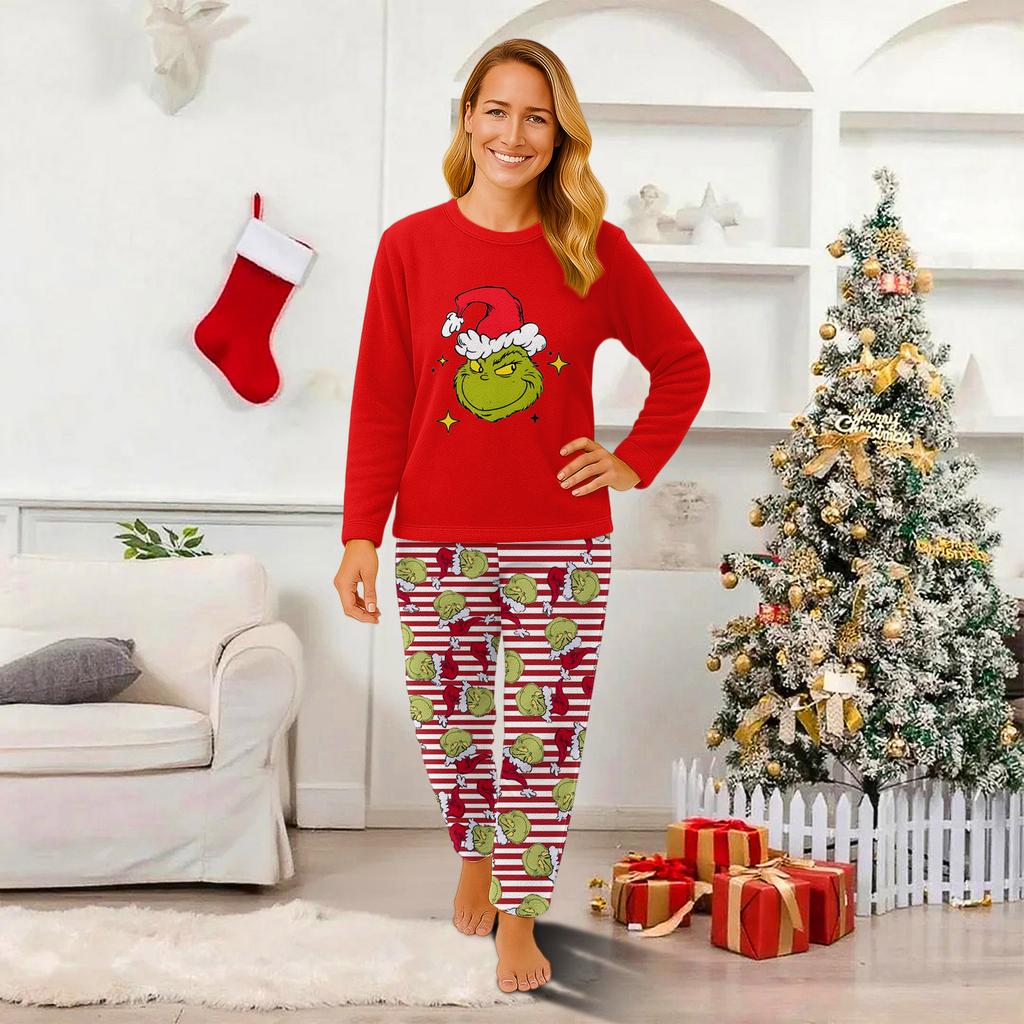 Christmas Prints Family Matching Long Sleeve Tops+Pants Set Family Matching Sets