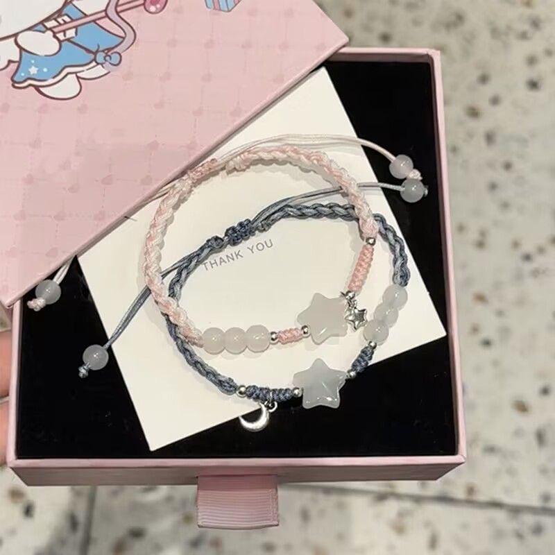 2Pcs Chinese Style Star Braided Bracelets For Women Men Exquisite Handmade Charm Couple Bracelets Jewelry Accessories Gifts