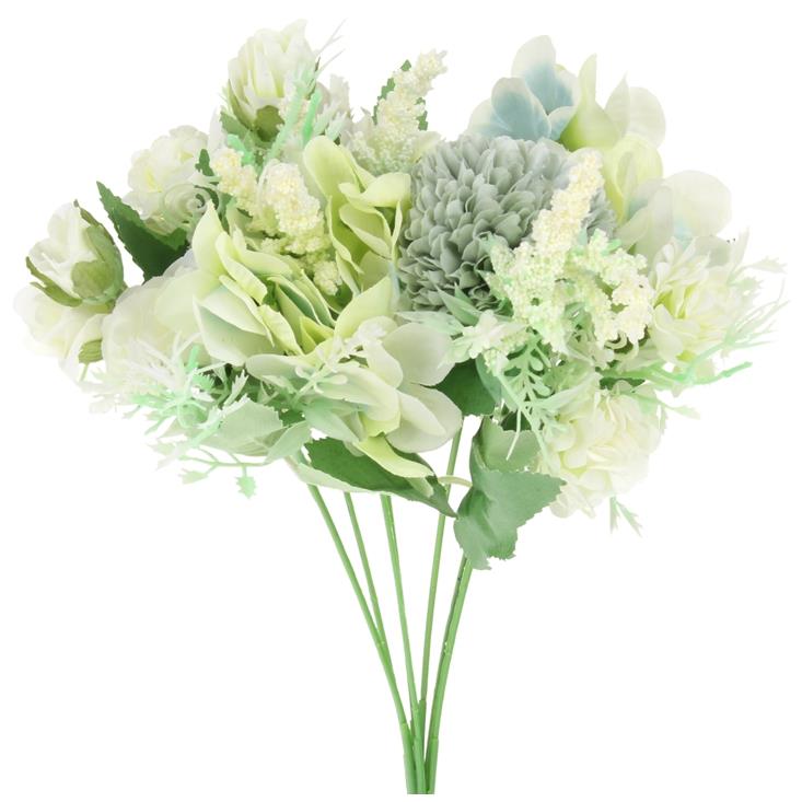 Chrysanthemum Roses Artificial Flower Bouquet for Vase Composition 32 Cm - Green