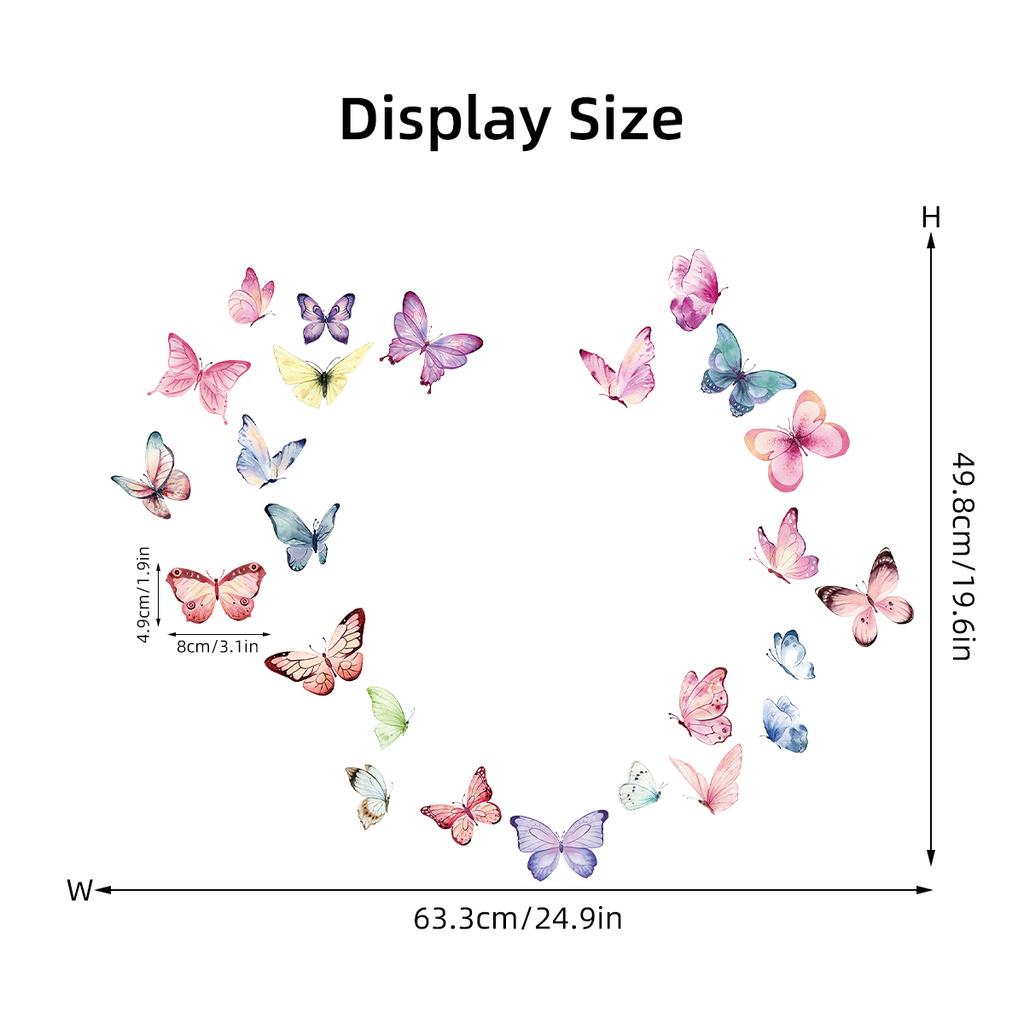 1Pc Watercolor Butterflies Wall Stickers Room Decor for Kids Room Bedroom Wall Decoration Nursery Living Room Wall Decals DIY
