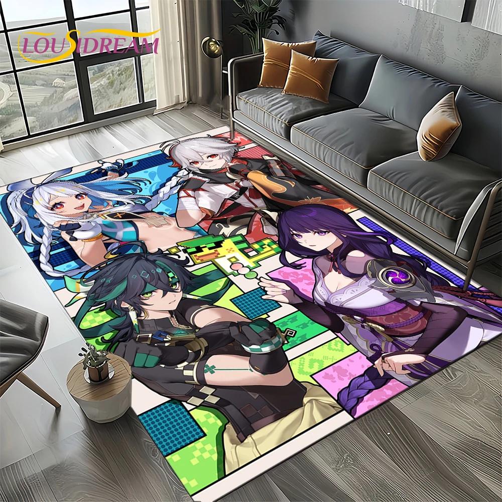 2025 New Genshin Impact Character Solo Cartoon Game Carpet Rug for Living Room Bedroom Home Sofa Decoration,Non-slip Floor Mat