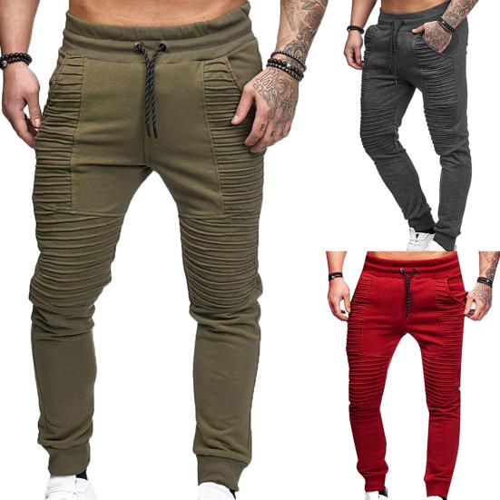 Pantalon de survêtement respirant couleur unie cordon de serrage taille élastique pantalon skinny d'extérieur pour la salle de sport