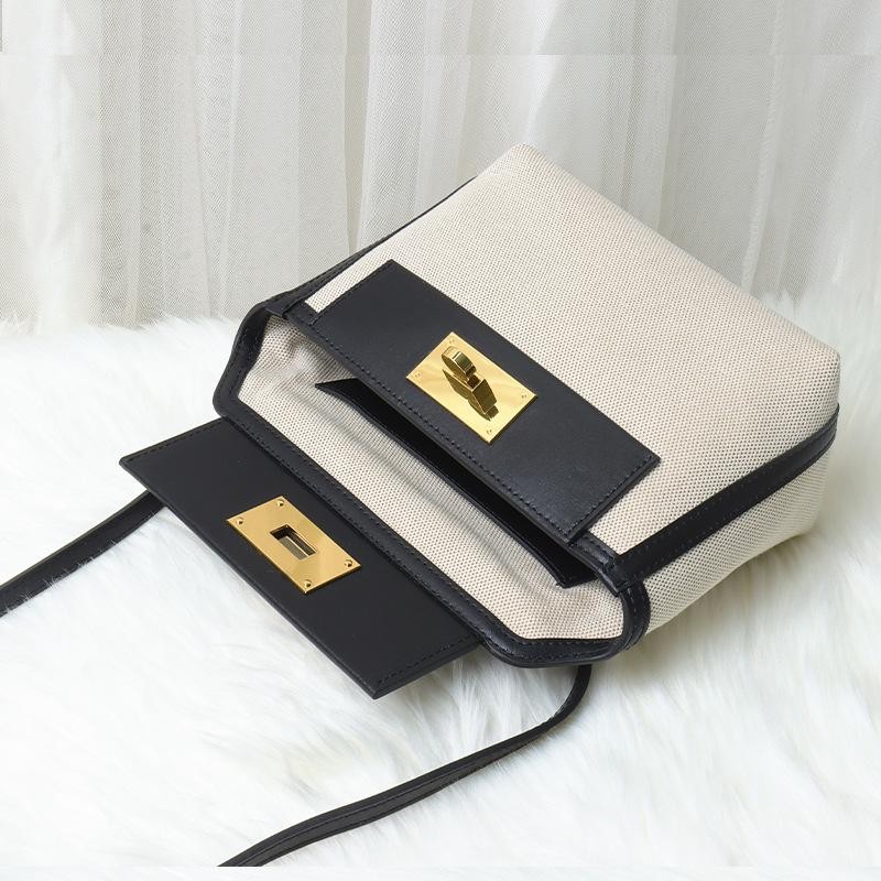 Women'S Bag Canvas With Cowhide Casual Bag Shoulder Messenger Handbag Fashionable And Versatile