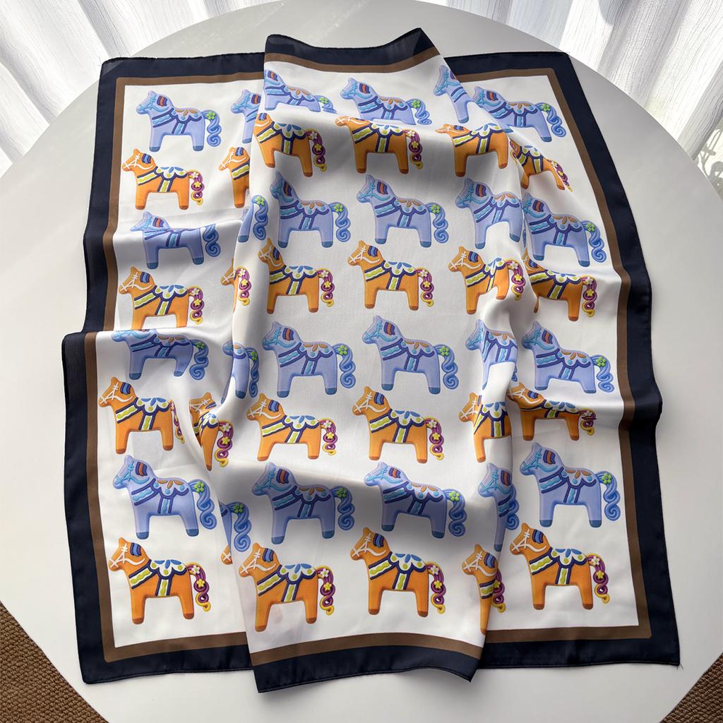 Stylish Imitation Silk Scarves Bandanas Cotton Printed Square Scarf For Women Luxury Hijab Neckerchief Elegant Shawl Wraps