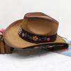 Western Cowboy Hat Women'S Embroidery Shade Straw Hat Ethnic Style Outdoor Jazz Hat