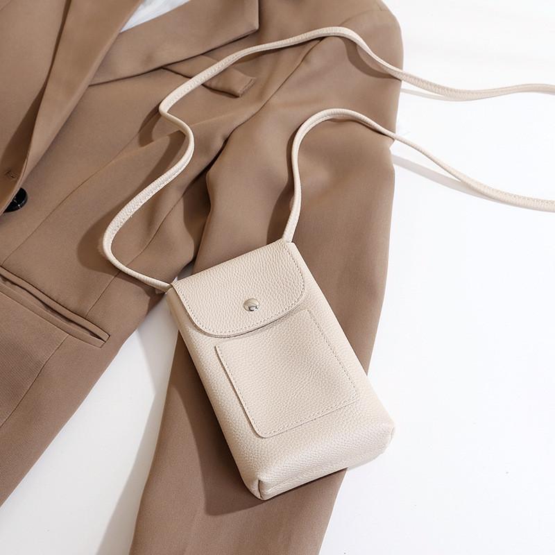 IELGY Adjustable Shoulder Strap High-End Soft Leather Cross-Body Mobile Phone Bag Shopping Walking Mini Pouch