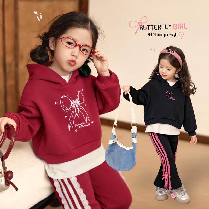 LUSON Okids Новый год Красный Бант Комплект Толстовок для Девочек 90