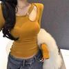 260g Cotton Hollow Out Long Sleeve Women's Slim Fit T-shirt for Spring/Autumn.