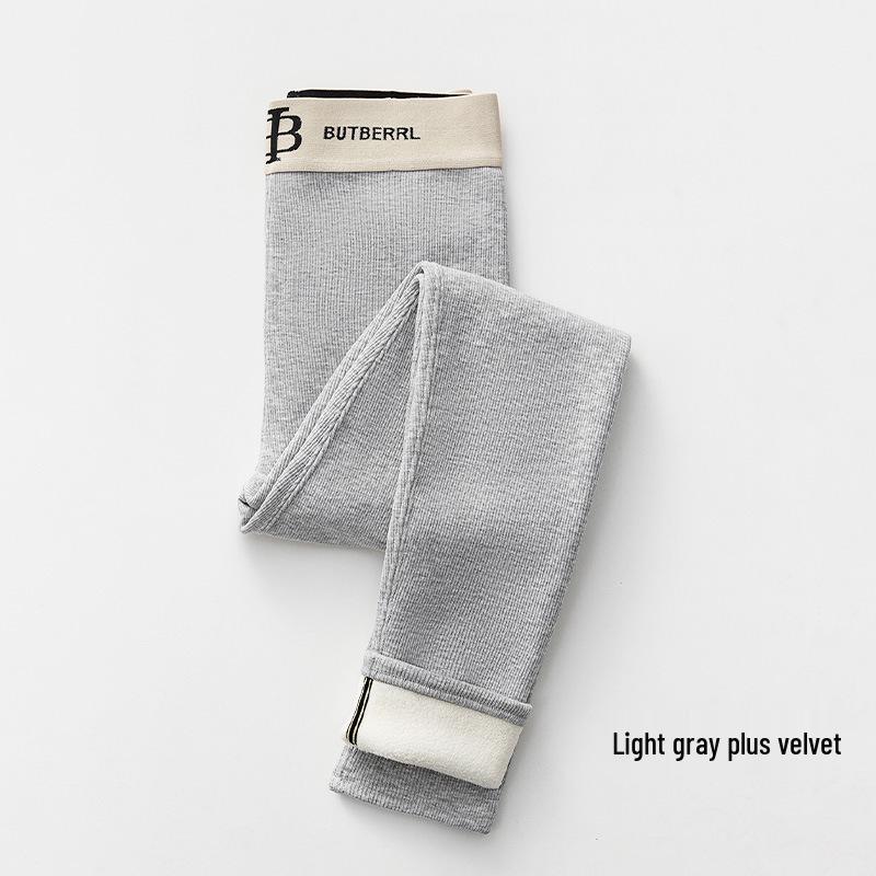 Dámské žebrované pruhované legíny s fleecovou podšívkou, zeštíhlující, s pasem "B"