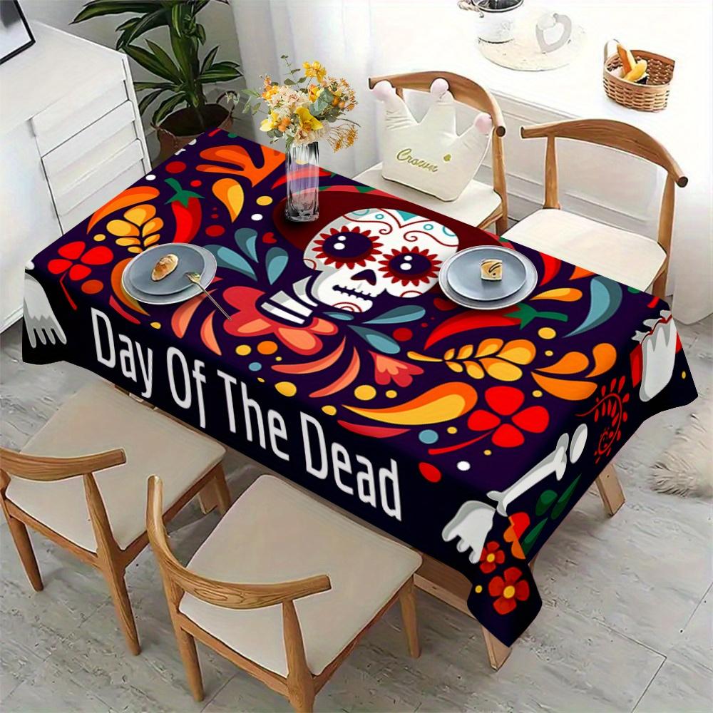 Day of The Dead Rectangle Table Cloth for Table Decor Kitchen Dining Waterproof Reusable Tablecloth for Tables Dining Room