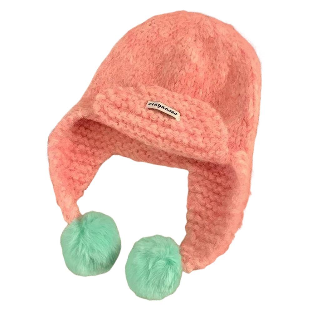 Warm Knitted Cap Polyester Earmuffs Hat High Quality Pullover Hat  Running Hiking