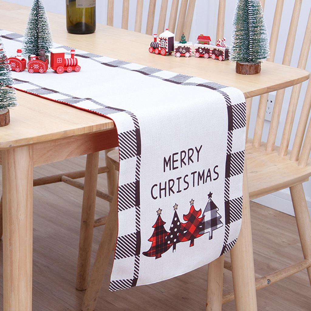 Christmas Snowflake Table Runner for Home Party Double Layer Cotton Linen Table Runner Cover for Xmas Dining Table Decor