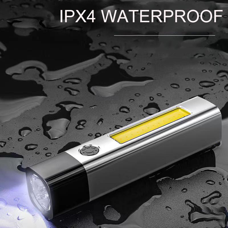 Portable COB Mini Stepless Dimming Flashlight USB Rechargeable Torch Cycling Camping Waterproof Light