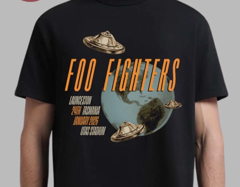 Foo Fighter Australia Tasmania 2026 Venue Merch 24 Jan Ufo Tasmania Dated Tee XXL