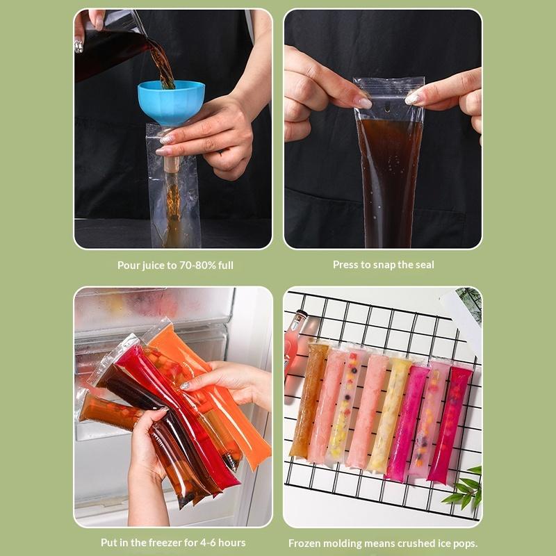 100pcs DIY Ice Popsicle Bag Cream Maker Disposable Molds For Ice Lollies Freezer Bag Kitchen Summer Essential