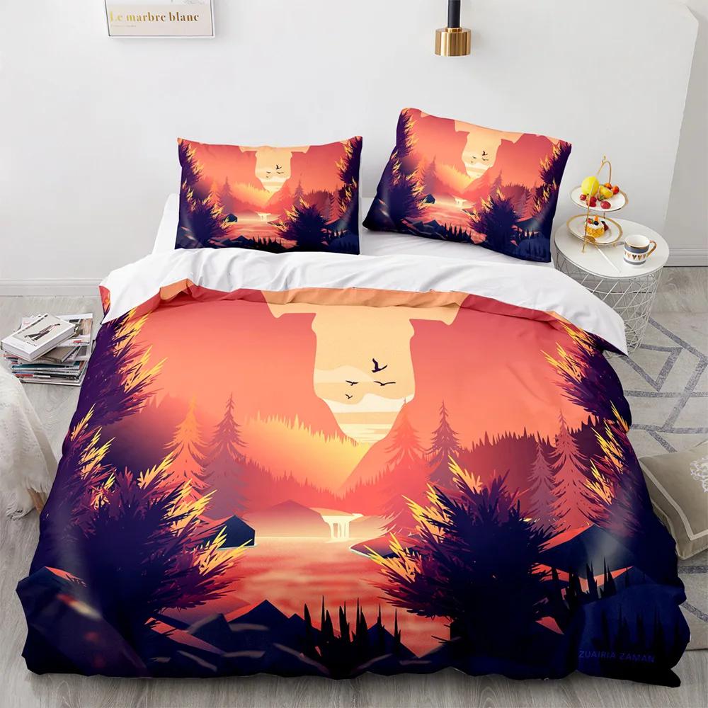 Green Forest Duvet Cover Fairy Cartoon Trees Elk For Adults Plant Animals Polyester For Children Girls Fairy Bedroom Decorations