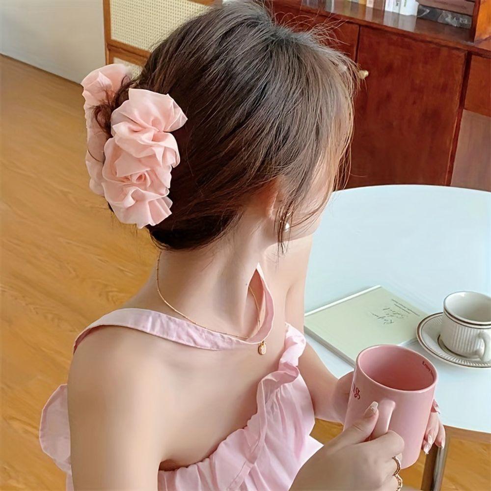 1pc Chiffon bow hair clip, back of the head, disc hair clip, large solid color hair clip, hair accessory, headband