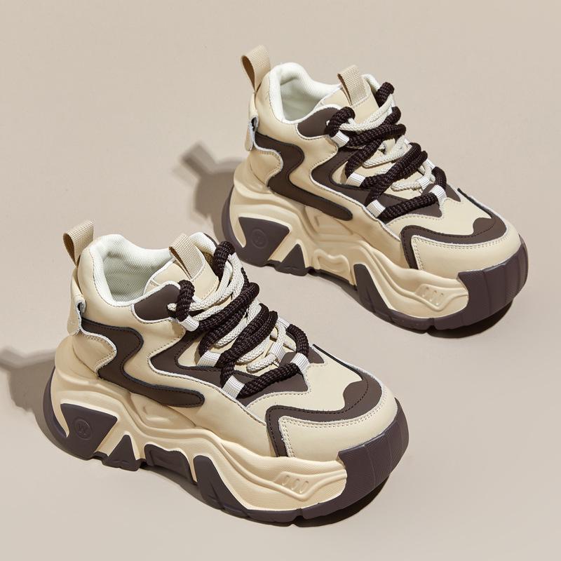 

Женские кроссовки на платформе с цветными блоками, на флисовой подкладке, на шнуровке, с толстой подошвой, повседневная обувь для осени/зимы 2023 40