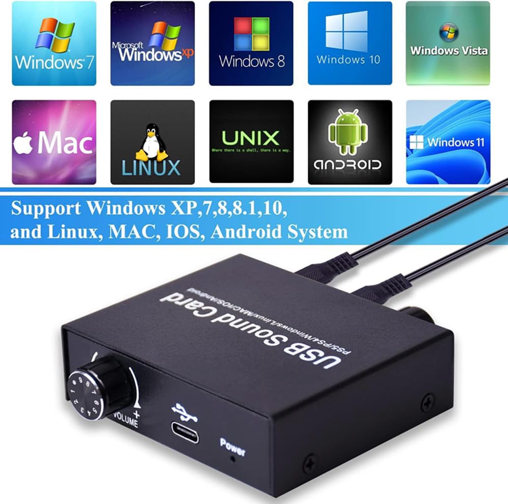 H.May 2.0 USB Sound Card, 3.5mm Port, USB Driver Free Audible Sound, Compatible with PS5, Computers, Pads, Smartphones, Etc. External Constant Top
