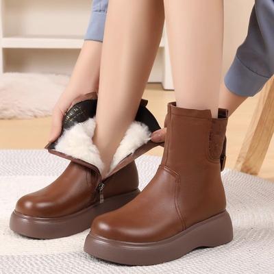 Women's Lightweight Comfortable Thick Soled Anti-cold Warm Padded Snow Boots Non-slip Wear Casual Outdoor Sports Waterproof Martin Cotton Boots