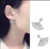 Flash Diamond Fan-Shaped Stud Earrings: European & American Retro Design, Simple & Versatile Women's Fashion Accessories