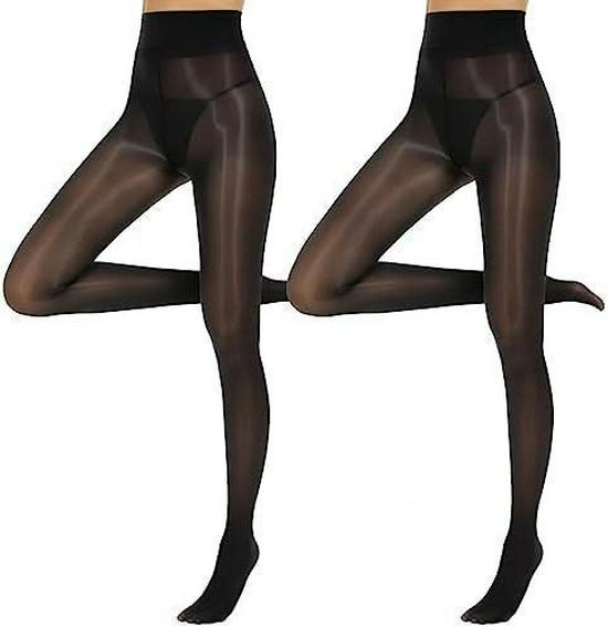 Women's Shiny High-Waisted Silk Tights - Transparent, Skinny Horse Oil Stockings