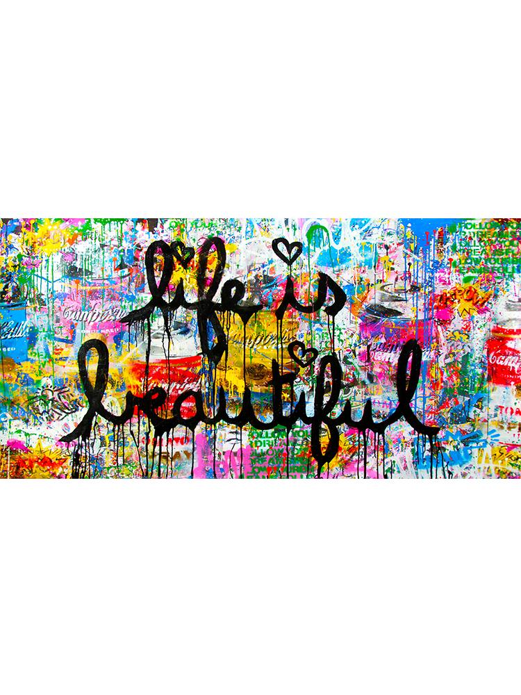 

Жизнь прекрасна граффити уличный поп-арт холст картина абстрактный спрей настенный постер с принтом для гостиной украшение дома 50x100cm No Frame