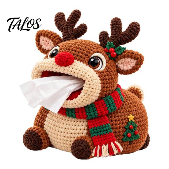 Milk Cotton Yarn Craft Animal Crochet Tissue Box Cover DIY Kit, Highland Cow Holder Making Cute Easy Patterns for Beginners Pumpkin Turkey Frog