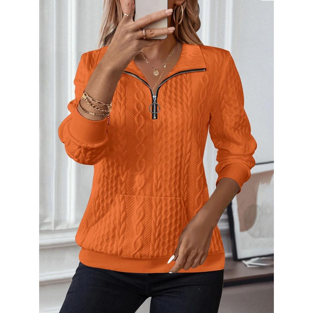 New Autumn and Winter Casual Lapel Zipper Long-sleeved Pocket Hoodie for Women