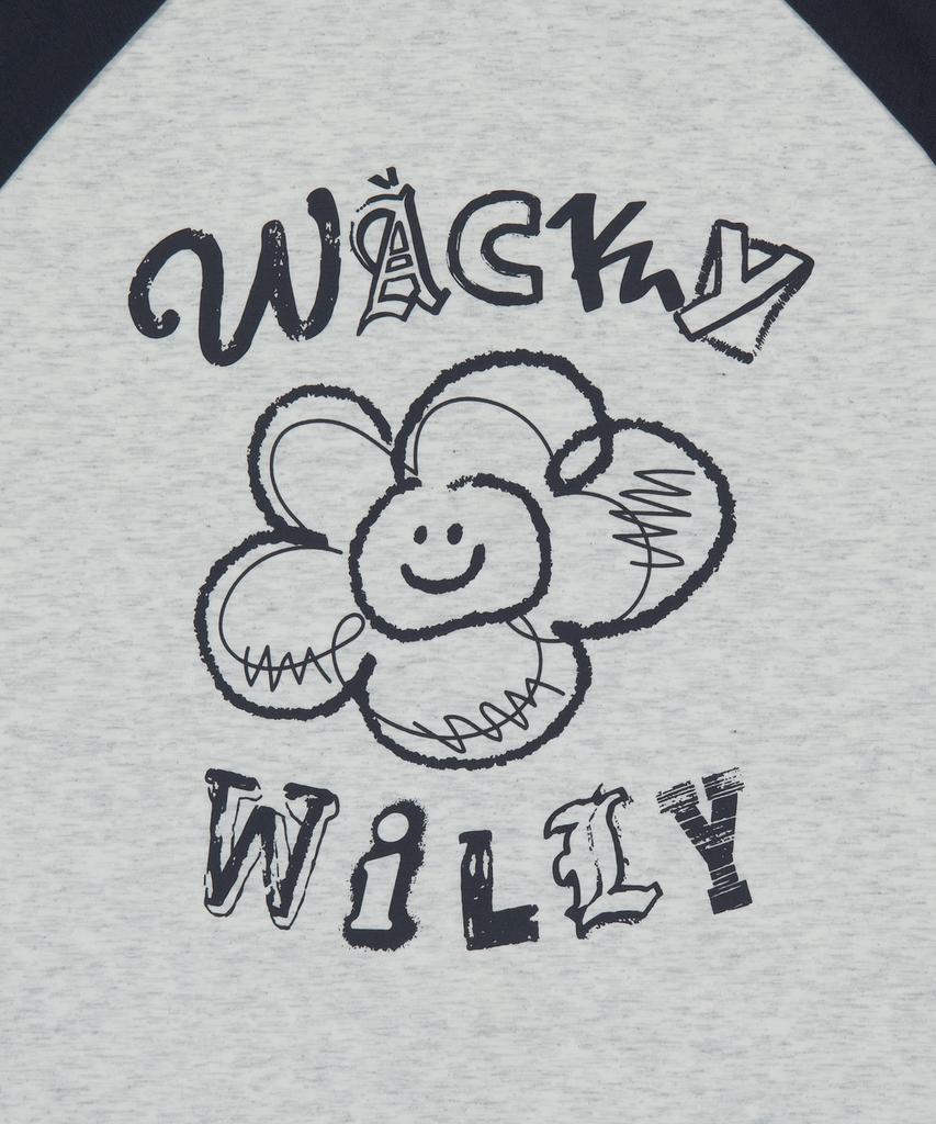 WACKY WILLY Women'S Lily Graphic Raglan Crop Short Sleeve T-Shirt Oatmeal