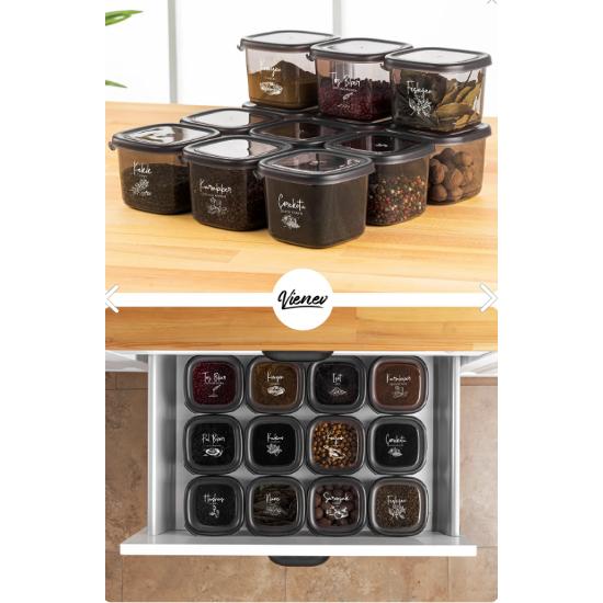 24 Pcs Peggy Square Food Storage Container 8x(0.55 LITER, 1.2 LITER, 1.75 LITER) White Screen Printed Label