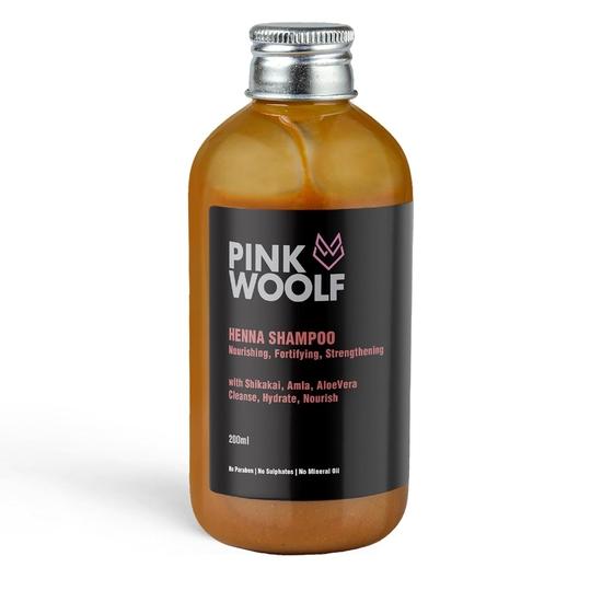 

Шампунь с хной Pink Woolf | Питает и укрепляет волосы, способствует здоровью кожи головы, без добавления минерального масла, без сульфатов и парабенов | 200 мл