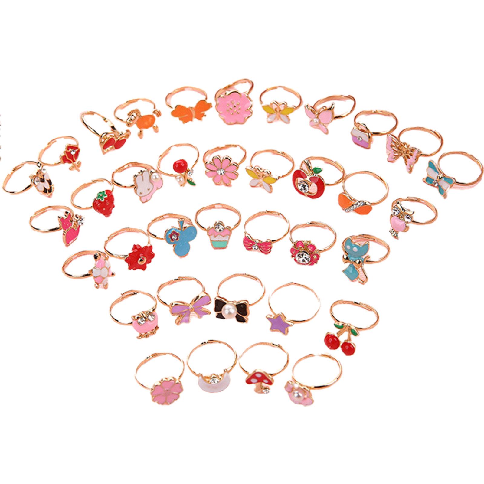 Cute Alloy Kids Ring 36 Pcs Fancy Adjustable Cartoon Ring Finger Ring Decoration 1