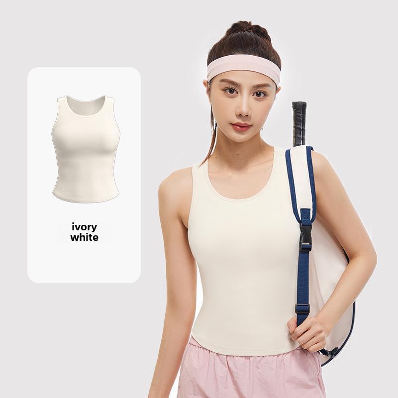 Juyitang 4D Peach Round Neck Anti-Exposure Yoga Vest