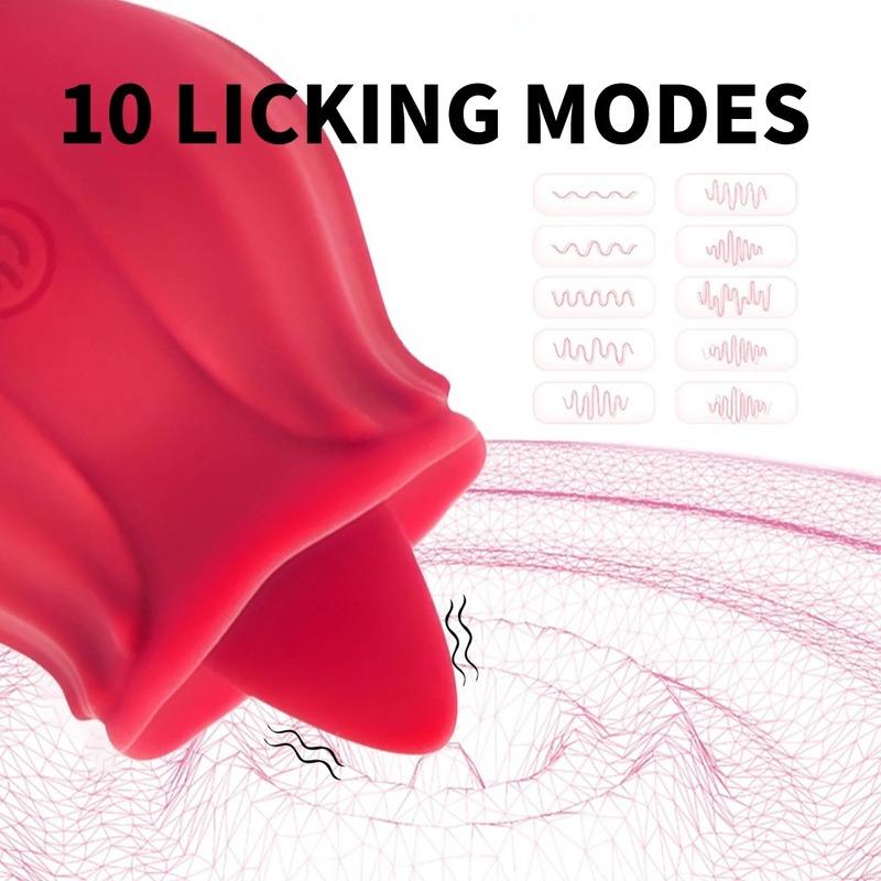 Powerful Tongue Licking Vibrator Women Clitoris Stimulator Massager Female Oral Nipples Clit Vibrating Rose Sex Toys for Adults